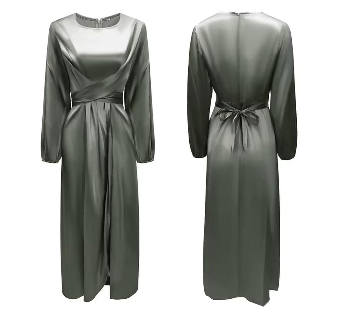 Women Long Satin Dress B-53112 Women Long Satin Dress B-53112