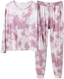 Womens Tie-Dyed Autumn Winter Elegant Home Suit Long Sleeve Trousers Split Pajam Women Pajama Set Soft   S4153318 - TUZZUT Qatar Online Shopping