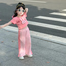 Children's Summer Set Cute Pink Casual Short-sleeved Two-piece Set   S4950608 - TUZZUT Qatar Online Shopping