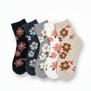 5 pairs Step in to Style with Our Vibrant Floral Socks SK-102 - TUZZUT Qatar Online Shopping