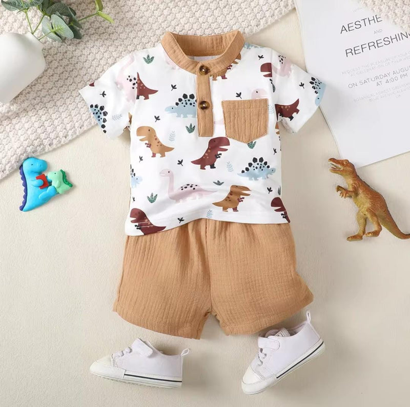Kid's Summer Dinosaur Short Sleeve Short Pants 2pcs Outfits   1462959 - TUZZUT Qatar Online Shopping