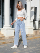 Women's Solid Color Jeans M 441104 - TUZZUT Qatar Online Shopping