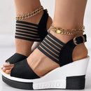 Black Wedge Sandals with Strappy 7008 - TUZZUT Qatar Online Shopping