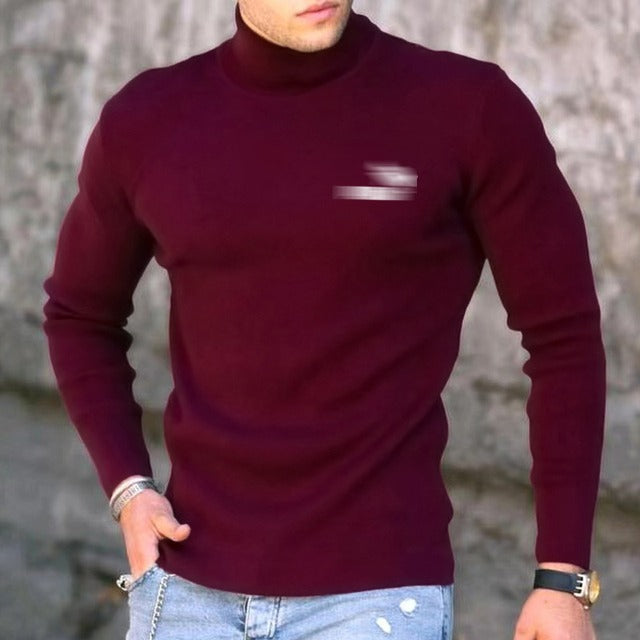 Spring Autumn Winter Men's Cotton Cashmere Bottom Shirt High Elasticity Men's Casual Long Sleeve Sports Turtleneck S2824906 - Tuzzut.com Qatar Online Shopping