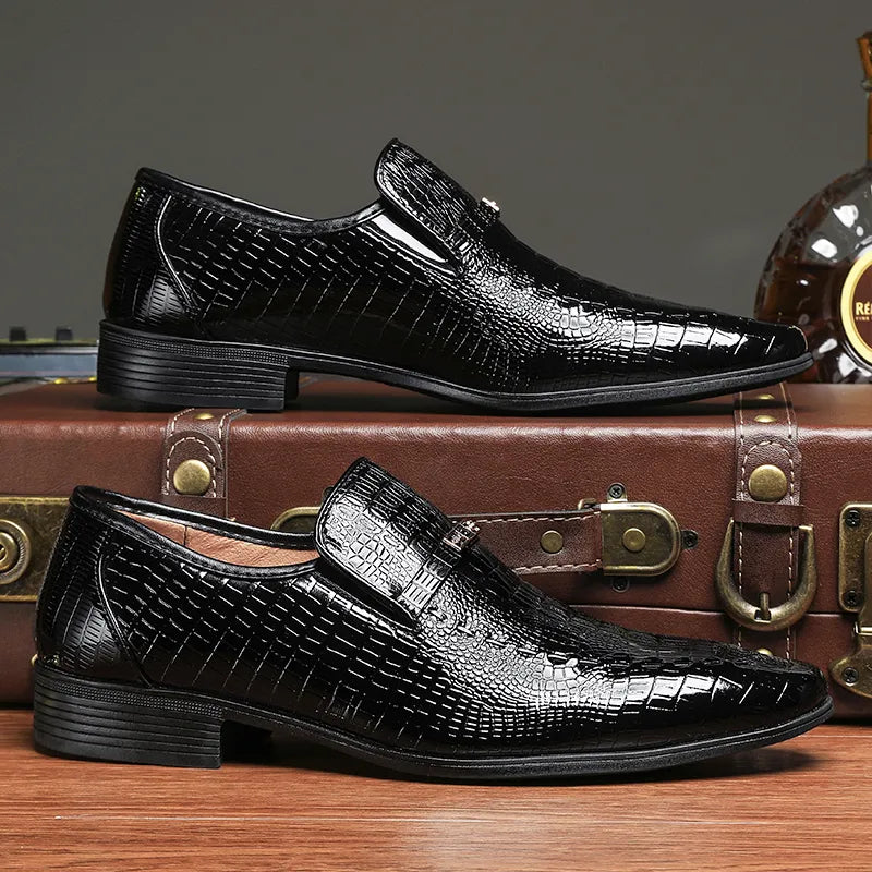 Crocodile-Embossed Leather Shoes 3195 - TUZZUT Qatar Online Shopping