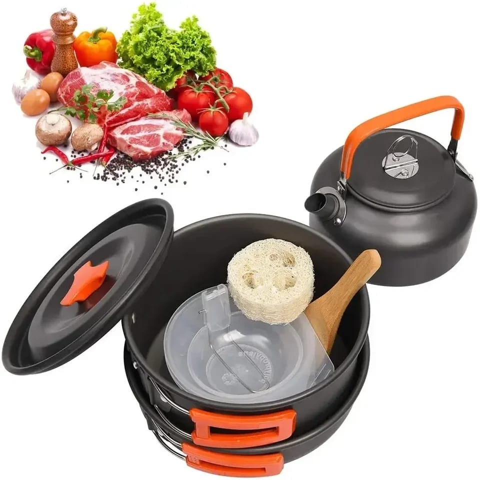 Camping Cookware Set Aluminum Nonstick Portable Outdoor Tableware Kettle Pot Cookset DS 308 Camping Cookware Set Aluminum Nonstick Portable Outdoor Tableware Kettle Pot Cookset DS 308