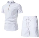 Men's Summer Retro Short Sleeve Pants Shirt Set   S8036840 - TUZZUT Qatar Online Shopping