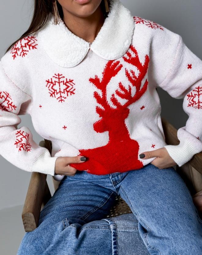 Women's Elegant Reindeer Pullover Knitted Jumper 58758 Women's Elegant Reindeer Pullover Knitted Jumper 58758