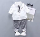 Baby Long Sleeve Tie Shirt +Pants 2Pcs Outfits Suit   1381298 - TUZZUT Qatar Online Shopping