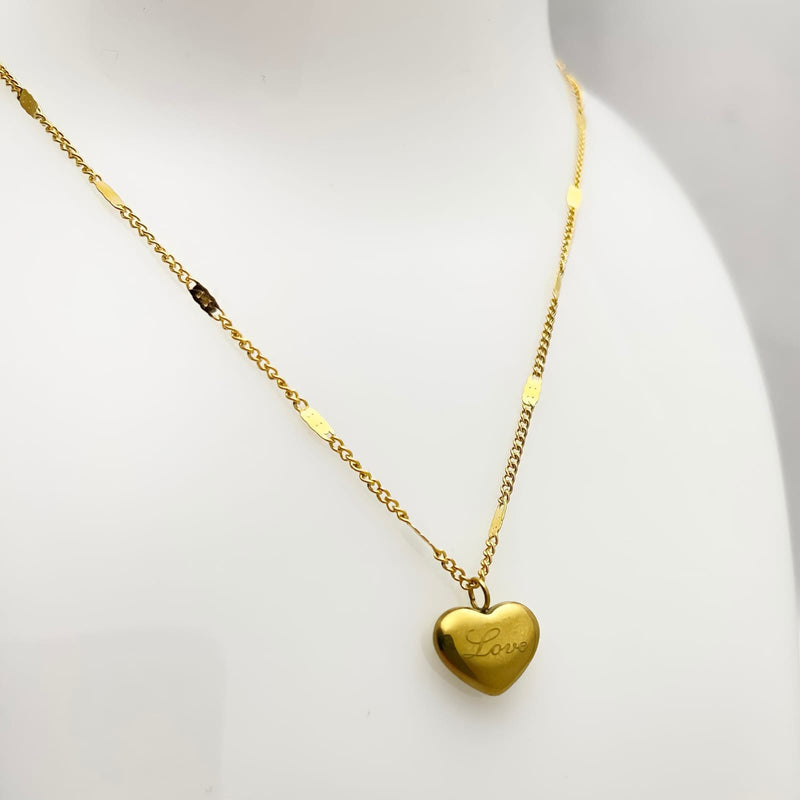 Love Heart Gold Pendant Women Necklace L88