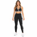 Women’s Black Textured Sports Bra & High-Waist Leggings Set - XL