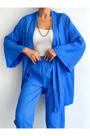 Women's Solid Color Cotton Linen Fabric Loose Casual Set   B85908 - TUZZUT Qatar Online Shopping