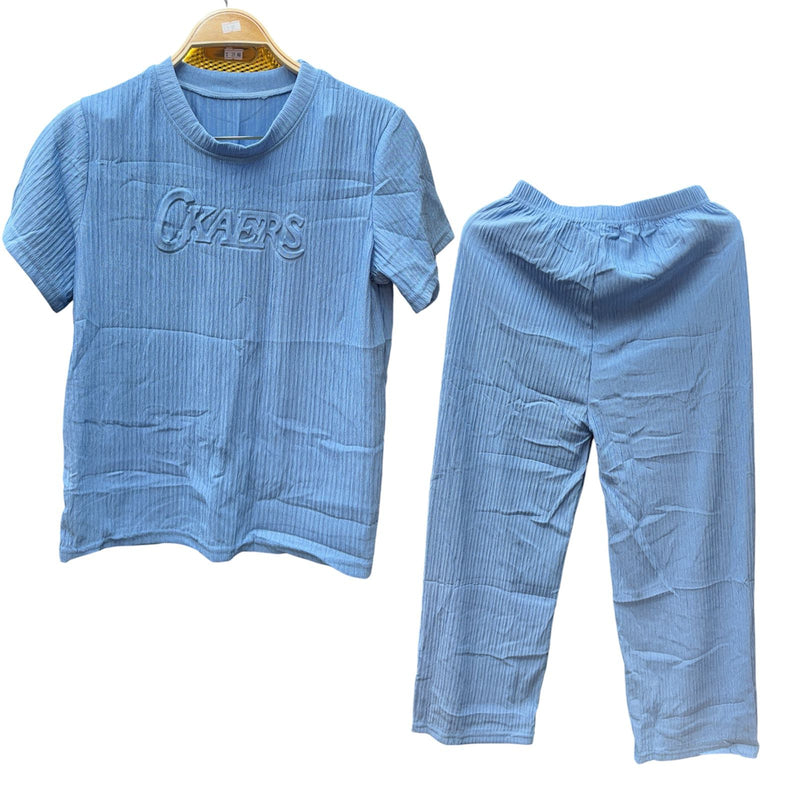 Women Trendy Round Neck Summur Crop Co-ord Set - TUZZUT Qatar Online Shopping