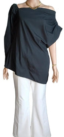 Celmia Women's Black Asymmetrical Off Shoulder Casual Business Top M S3349508 - Tuzzut.com Qatar Online Shopping