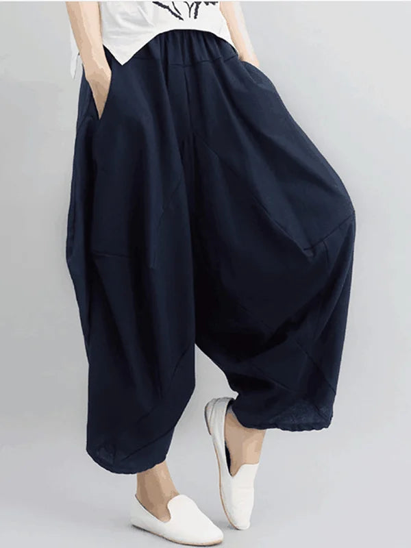 Artistic Retro Ramie Cotton Solid Color Elasticity Harem Pants 106009 Artistic Retro Ramie Cotton Solid Color Elasticity Harem Pants 106009