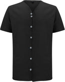 Men Linen Shirt Cotton Stand Neck Button Down Solid Color Muscle Short Sleeve Shirts Summer Holiday Fashion Top    S287136 - TUZZUT Qatar Online Shopping