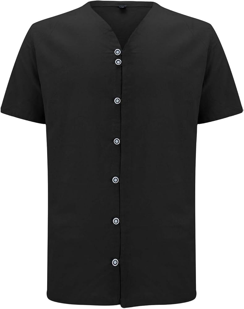 Men Linen Shirt Cotton Stand Neck Button Down Solid Color Muscle Short Sleeve Shirts Summer Holiday Fashion Top S287136 Men Linen Shirt Cotton Stand Neck Button Down Solid Color Muscle Short Sleeve Shirts Summer Holiday Fashion Top S287136