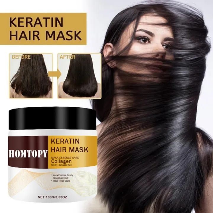 HOMTOPY Collagen Keratin Hair Mask Deep Moisturizing Repair Damaged Hair Anti-drying Split Knot Anti-hair Loss - 100g HOMTOPY Collagen Keratin Hair Mask Deep Moisturizing Repair Damaged Hair Anti-drying Split Knot Anti-hair Loss - 100g