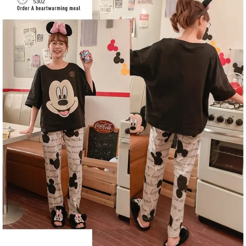 Disney Cute Mickey Mouse Pajamas Ladies Sleepwear Summer Short Sleeve Top & Shorts Casual Women Homewear Pajama Set M S4860579