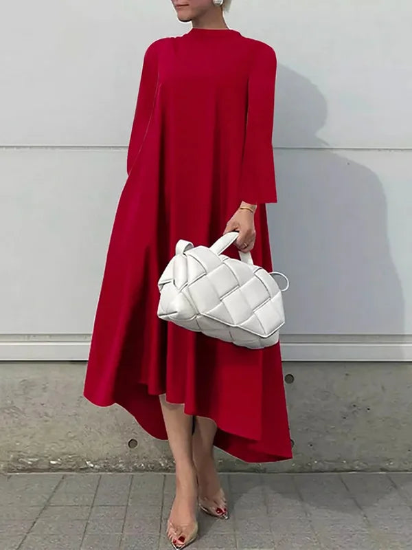 Casual Long Sleeves High-Low Solid Color Maxi Dresses 110617 Casual Long Sleeves High-Low Solid Color Maxi Dresses 110617