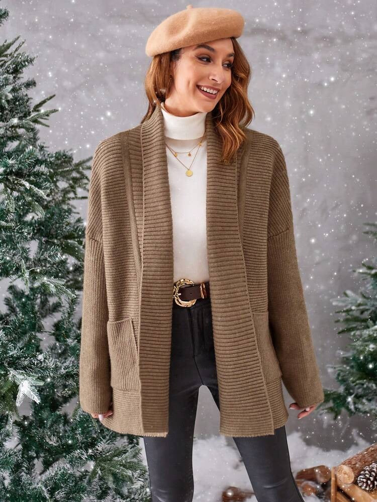 Aveloria Shawl Collar Batwing Sleeve Dual Pocket Cardigan 59523
