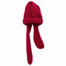 Berry Red Knitted Hat with Attached Scarf