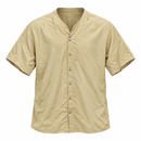Light Khaki V-Neck Short-Sleeve Button-Front Shirt - 3XL