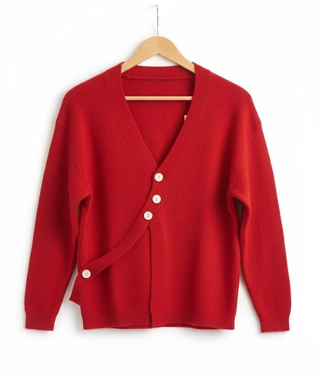 V-neck Casual Knitted Cardigan Red Sweater 58024 V-neck Casual Knitted Cardigan Red Sweater 58024