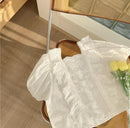 Girls Suit Lace Hollow Shirt Fake Two Denim Shorts   285166 - TUZZUT Qatar Online Shopping