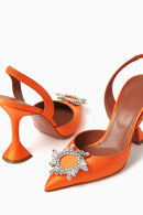 Orange Satin Begum Crystal-Embellished Slingback Sandals S3767150 - TUZZUT Qatar Online Shopping