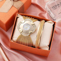 Watch Flower Oval Broadband Gold Silver Mesh Band Watch Women's Quartz Watch Set S4688088 - Tuzzut.com Qatar Online Shopping