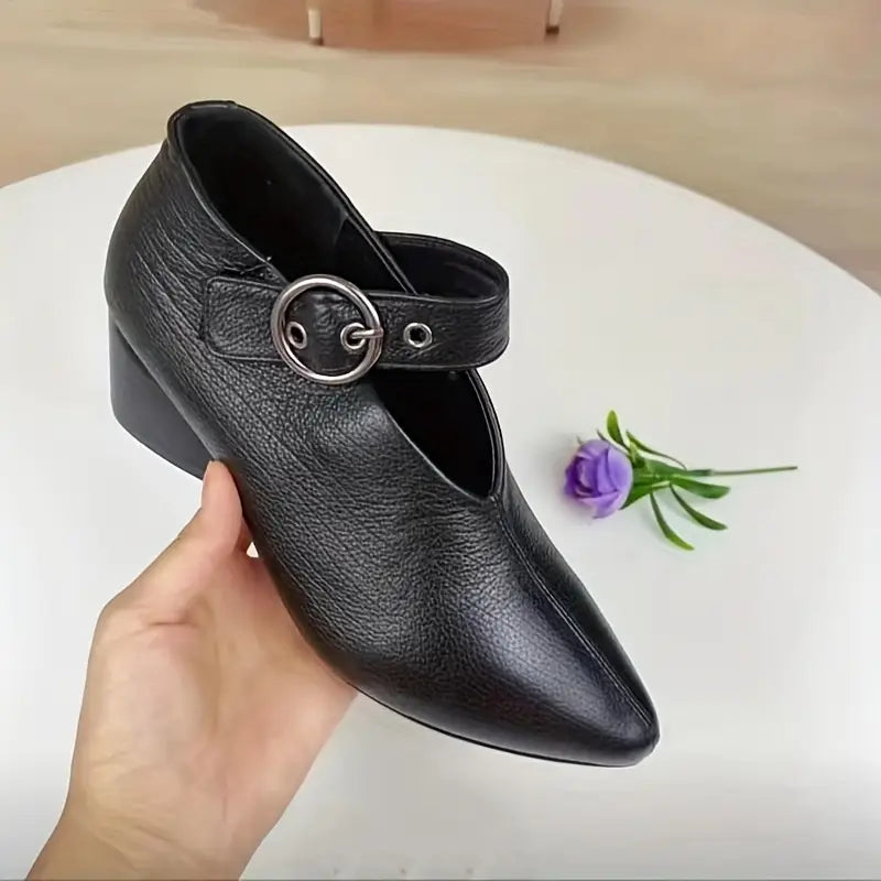 Comfortable Block Heel Women's Shoes with Ankle Buckle 183015 Comfortable Block Heel Women's Shoes with Ankle Buckle 183015