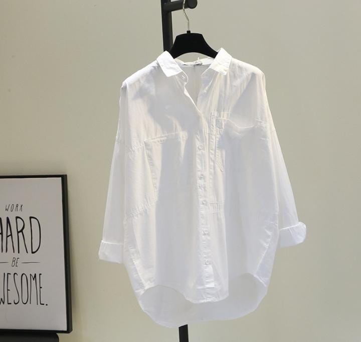 Women Shirt Tops Long Sleeve Solid Loose Blouses Lady Elegant Tops 549328
