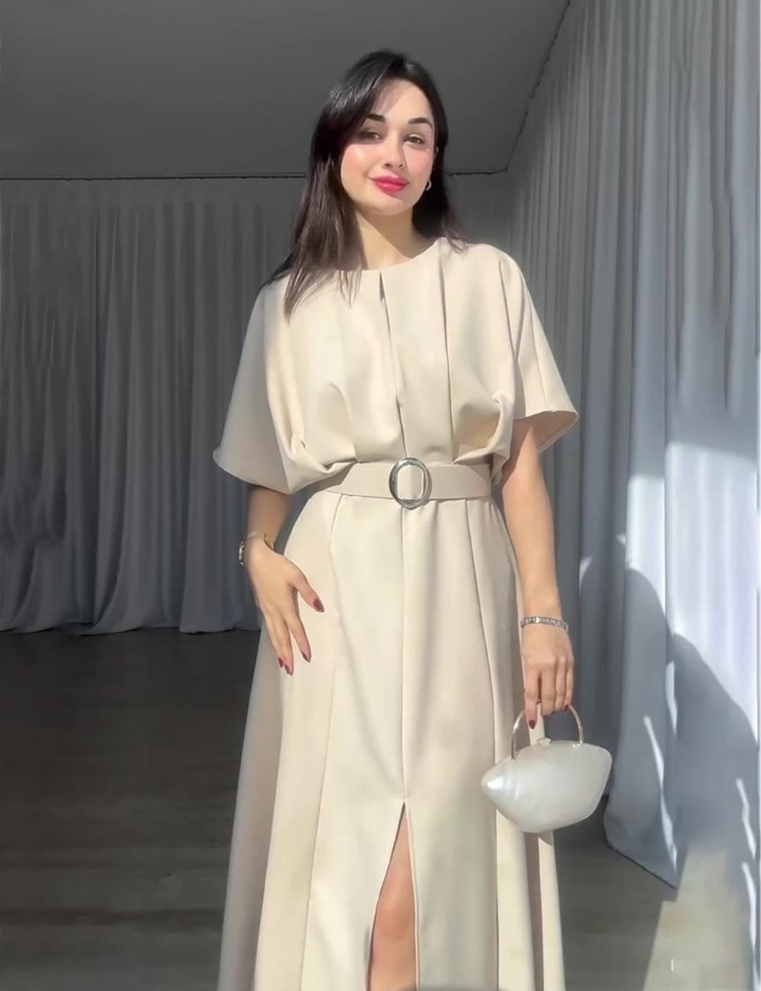 Women Elegant Round Neck Short Sleeve Dress 542496 Women Elegant Round Neck Short Sleeve Dress 542496
