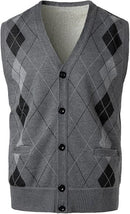 Mens Thick Argyle Sweater Vests Warm Sleeveless Jacket   B187888 - TUZZUT Qatar Online Shopping
