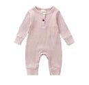 Newborn Baby Button Romper Solid Color Knit Ribbed Jumpsuit   S5119326 - TUZZUT Qatar Online Shopping