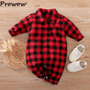 Newborn Baby Boy Clothes Red Plaid Boy Rompers 6-9M 19617764 - Tuzzut.com Qatar Online Shopping
