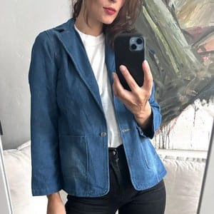 Denim Jacket / Blue Jean Blazer / One Button Jacket / Minimal Jacket / Women Denim Jacket B243016 Denim Jacket / Blue Jean Blazer / One Button Jacket / Minimal Jacket / Women Denim Jacket B243016