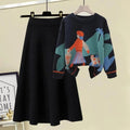 Solid Color Pleated Knitted Skirt Vintage Elastic High Waist A-line Skirts Elegant Women Clothing Long Skirts B-33463 - Tuzzut.com Qatar Online Shopping
