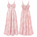 Women’s Blush Pink Watercolor Pleated-Bust Maxi Dress H-5