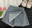 Girls Suit Lace Hollow Shirt Fake Two Denim Shorts   285166 - TUZZUT Qatar Online Shopping