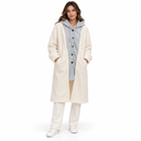Size-L Cream Teddy Fleece Hooded Winter Coat with Grey Button Front MF 1929