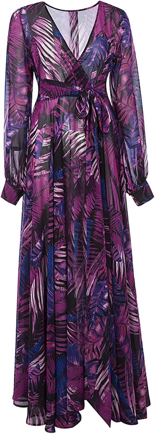 Women High Waist Wrap Maxi Dresses B-91057 - TUZZUT Qatar Online Shopping