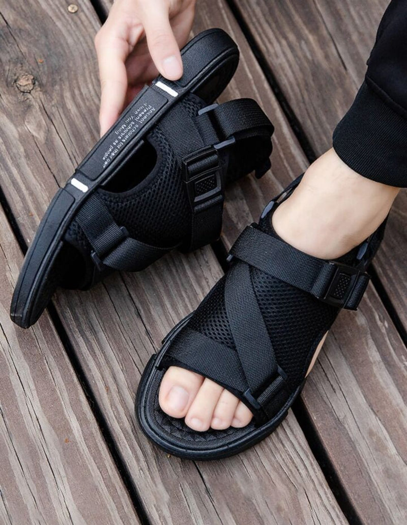 Men's Letter Print Sandals with Buckle Decor MF00801 - TUZZUT Qatar Online Shopping