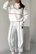 Long Sleeve Letter Sweatshirt Drawstring Long Pants Set B-382411 - TUZZUT Qatar Online Shopping
