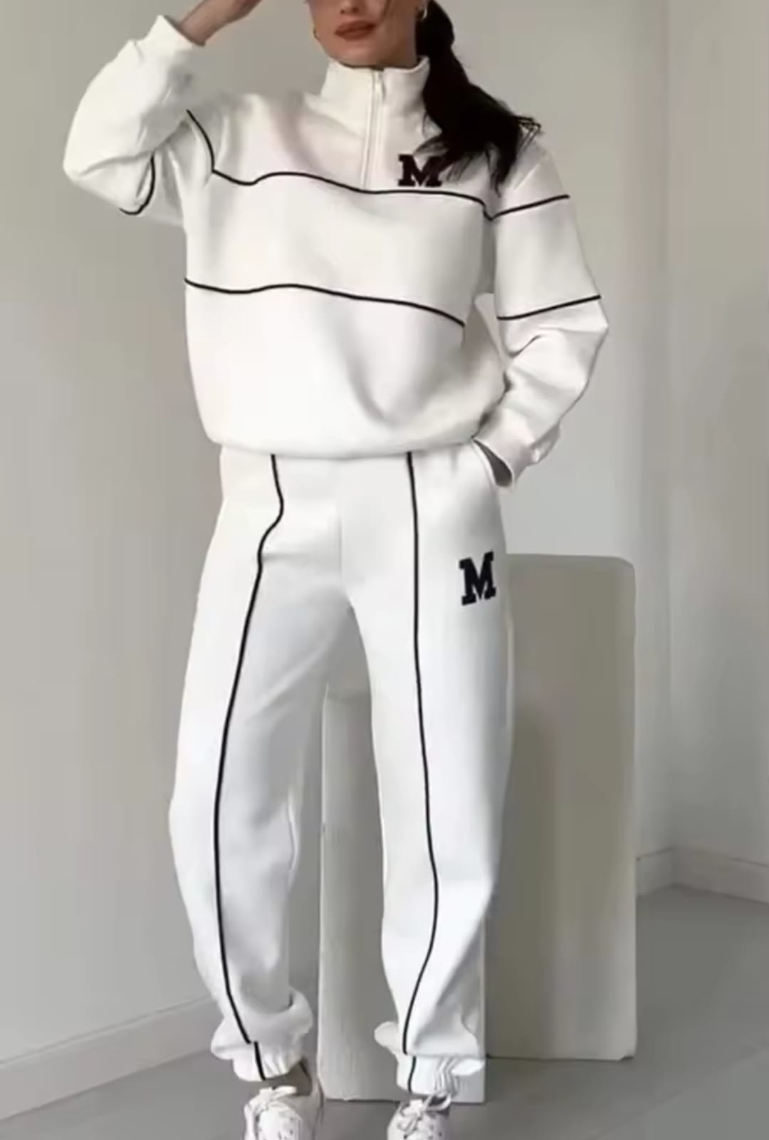 Long Sleeve Letter Sweatshirt Drawstring Long Pants Set B-382411 Long Sleeve Letter Sweatshirt Drawstring Long Pants Set B-382411