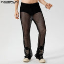 INCERUN Men Pants Mesh Streetwear Hollow Out Transparent Drawstring Sexy Trousers Men Party Vacation Fashion Pantalon L S4502230 - Tuzzut.com Qatar Online Shopping