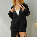 Hoodie New Harajuku Fashion Hoodie Round Neck Loose Letter Hot Diamond Full Zipper Sweater Hip Hop Punk Streetwear S4787235 - Tuzzut.com Qatar Online Shopping