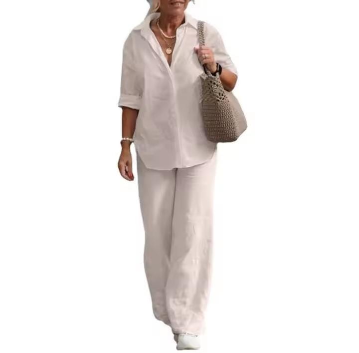 Women 2 Piece Set Shirt Pants Loose Suit B70152 Women 2 Piece Set Shirt Pants Loose Suit B70152