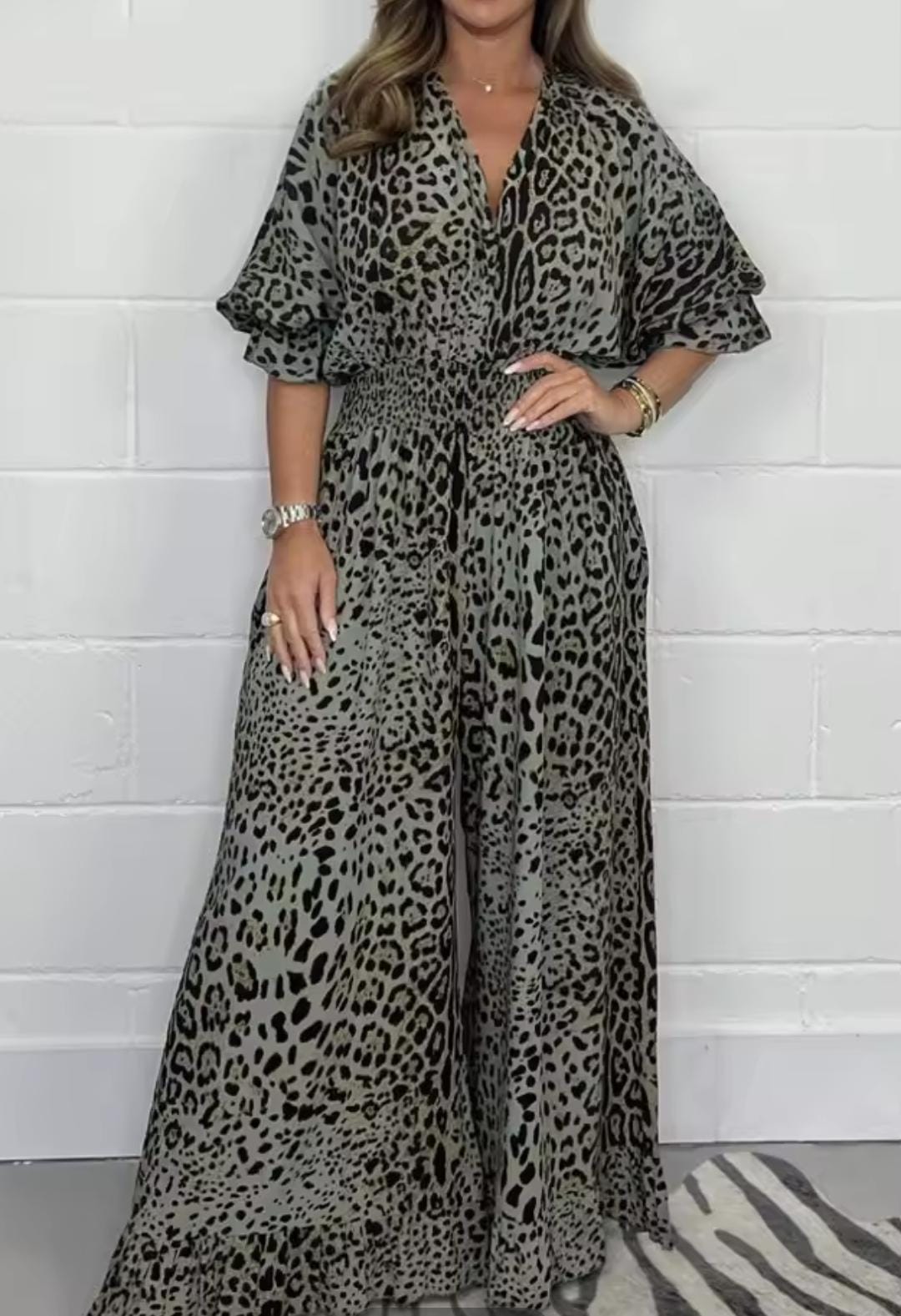Women Leopard Print Casual loose Jumpsuits B-307750 Women Leopard Print Casual loose Jumpsuits B-307750